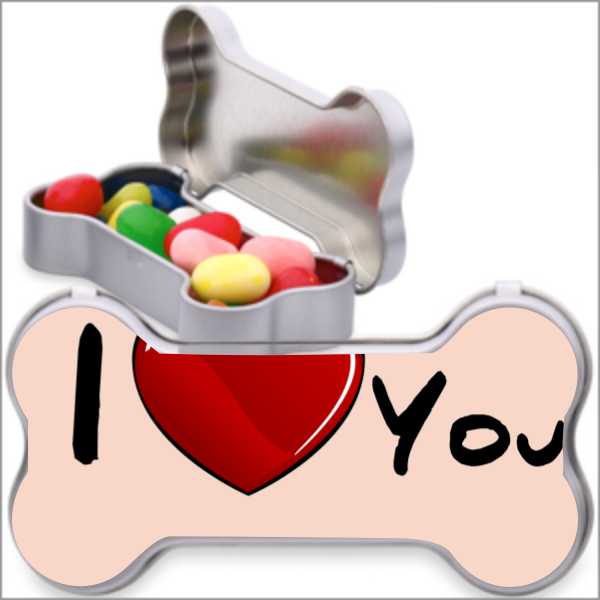 I Love You Personalized Dog Bone Container