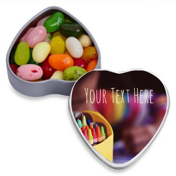 School Crayons Personalized heart candy container