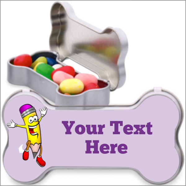 School Pencil Personalized Dog Bone Container